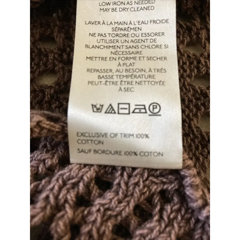 Free People Pointelle Pullover Bell Sleeves Shirt‎ Sz XS Chickory Coffee Brown